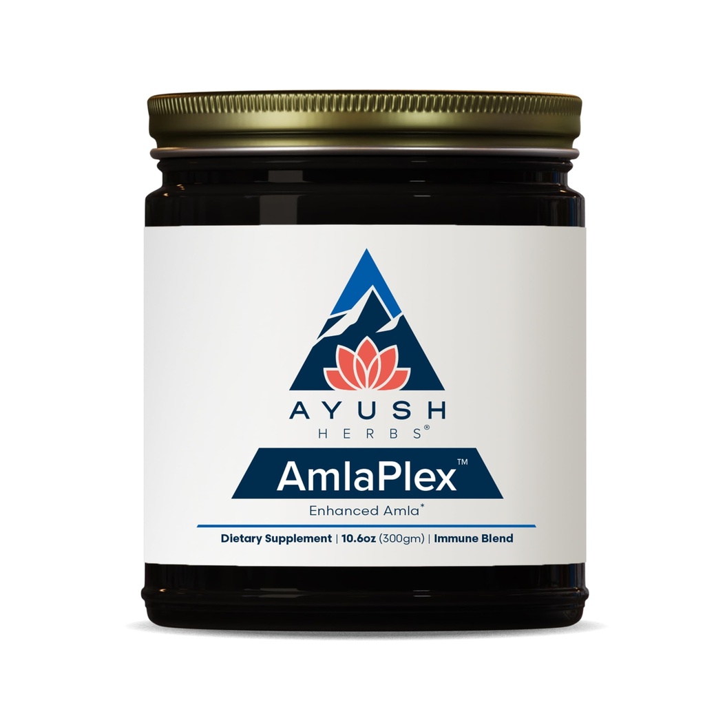 Ayush Herbs AmlaPlex - Amla Jam, Chyawanprash for Immune Support & Digestive Health, Chyavanprash, Hint Honey Jam, Amla, Ashwagandha - 10.6 oz Jar (1 Count)