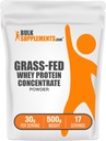 BulkSupplements.com Grass Fed Whey Protein Toz - Whey Protein Yoğun Toz - Unflavored & Gluten Free, 30g per Service, 500g (1.1 lbs) (Paket of 1)