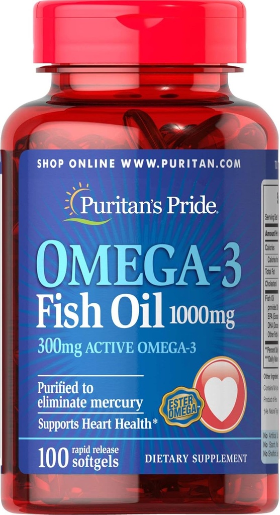 Πουριτανοί Omega-3 Fish Oil 1000 Mg, 100 Count