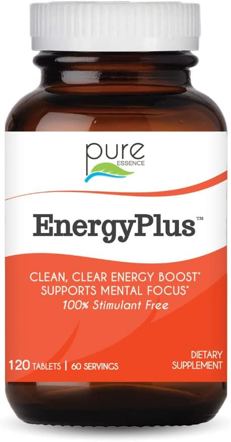 Energy Plus Tarafından Pure Essence - Caffeine Free, All Natural Herbal Energy and Focus Supplement - Smooth, No Jitters No Crash - 120 Tablet