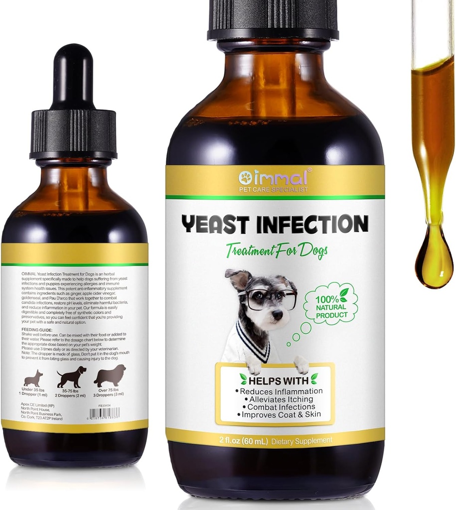 Köpekler için Doğal Yeast Enfeksiyon Tedavisi - Sağlıklı Itch Relief & Inflammation - Köpek Kulak Enfeksiyonu Tedavisi ve Alerji Yardımı - Köpekler için Yardım, Enfeksiyonlar için Köpek Kulak Tedavisi-2 fl oz
