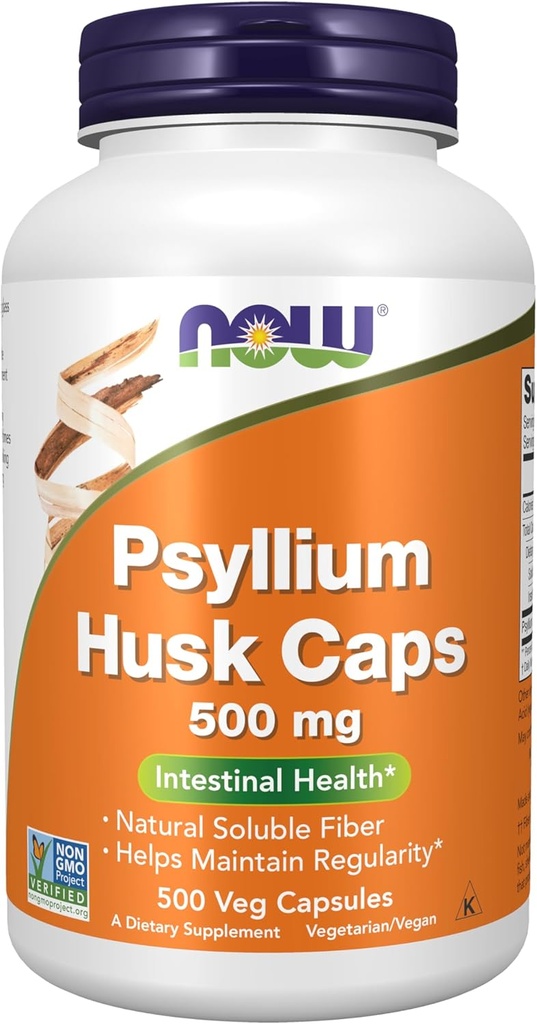 Şimdi Gıdalar Tamamlıyor, Psyllium Husk Caps 500 mg, Non-GMO Projesi Doğrulandı, Doğal ► Fiber, Intestinal Health*, 500 Veg Capsules