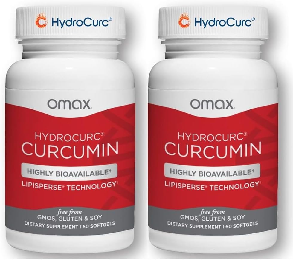 Omax3 2 Pack- HydroCurc Turmeric Curcumin Softgels, Highly Bioavailable MCT Oil Nanoparticle for Potency & Absorption, Joint Health, 120 Softgels