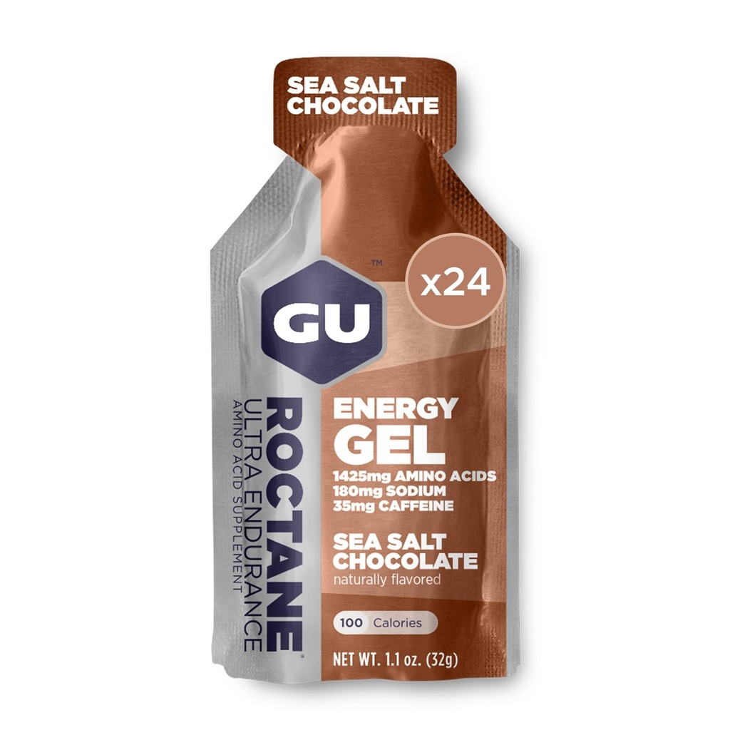 GU Energy Roctane Ultra Endurance Energy Gel, Vegan, Gluten-Free, Kosher ve Dairy-Free On-Go Sports Nutrition for Run, Biking, Hiking veya Skiing, Sea Salt, 24Count