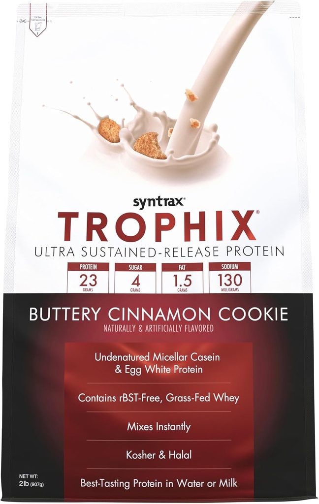 Syntrax Beslenme Trophix, Ultra Sustained-Release protein Tozu, Real Cookie Pieces, Buttery Cinnamon Cookie, 2 lbs