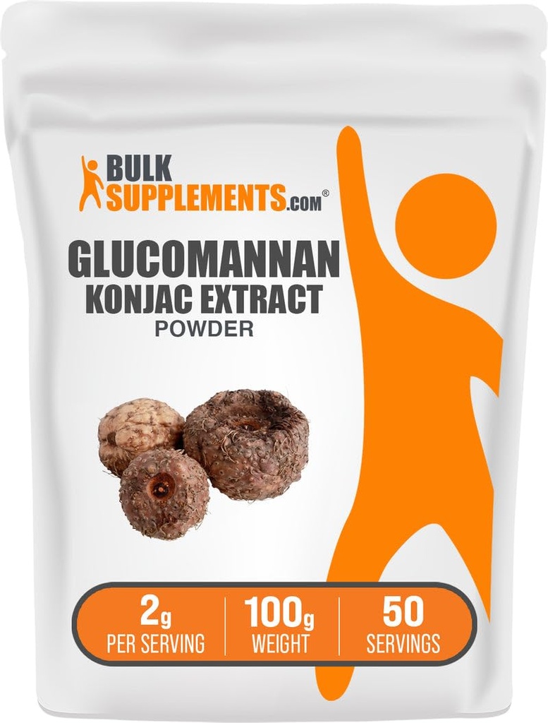 BulkSupplements.com Glucomannan Toz - Konjac Root Extract Toz, Glucomannan Supplements - Gluten Free, 2g per Service, 100g (3.5 oz) (Pack of 1)