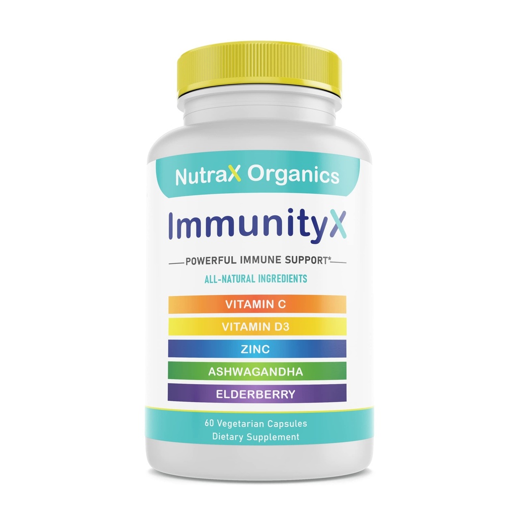 All-in-One Organic Immune Support Supplement 60 Vegan Capsules - Elder 500 mg, Ashwagandha 500 mg, 400 mg Vitamin C ve çinko - D3 - Yetişkinler için Immune ATM