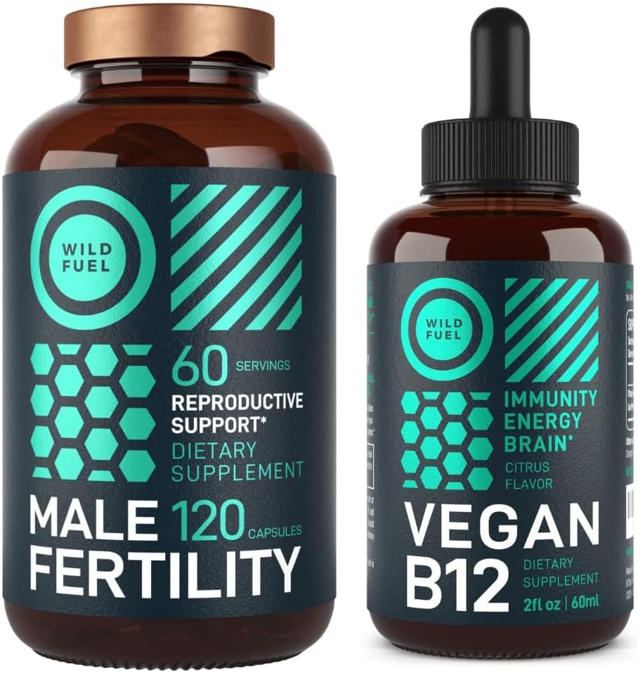 WILD FUEL Ανδρικό συμπλήρωμα γονιμότητας και υγρό B12 Mens Υγεία και ενέργεια Bundle
