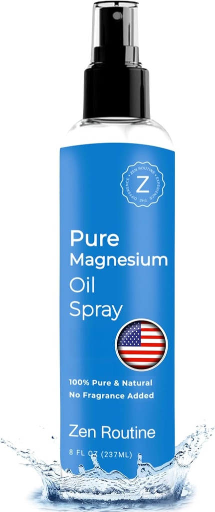 Pure Oil Spray – 8oz (Single) – USP Grade – Magnezyum Oil for Feet, Body, Muscles & Leg Cramps – Topical Magnezyum Glycinate, Aceite de Magnesio, Organik Magnezyum Klorid – ABD'de Made in the USA