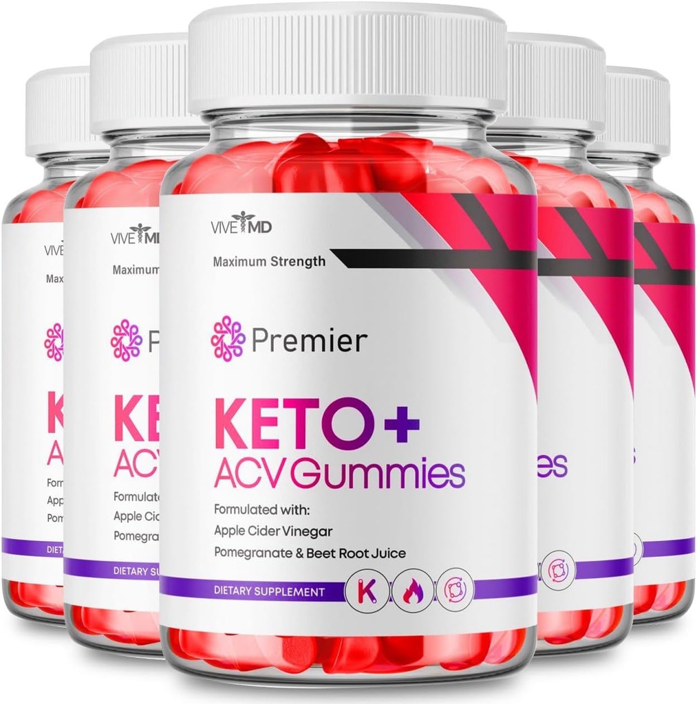 Premier Keto ACV Gummies - Επίσημη Formula, Premier Keto Gummies Blast Plus για μέγιστη αντοχή με μηλίτη μηλίτη 1000MG, ACV Keto Premier Supplement Vitamin B12 Folate Beet Root (5 Pack)