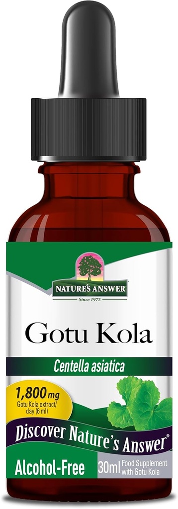 Nature's Answer Gotu Kola Herb Alkol Ücretsiz, 1-Fluid Ounce | Diyetsel Supplement | Amerika'da Yapılmış Sağlıklı Immune Sistemi | Gluten-Free, Vegan & Vegetarian Supplement | Desteği