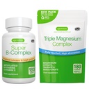 Super B-Complex 180 Tabletler + Triple Kompleksi 180 Tabletler Vegan Sche, Metilated Sustained Release B Kompleks + Yüksek Apsiyon Chelated Magnezyum Glycinate, Taurate & Citrate, by Igennus