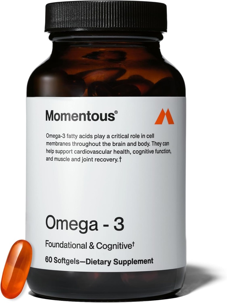 Momentous Omega-3 Fish Oil – High-Potency EPA & DHA Supplement for Men & Women - Supports Heart, Joint, & Brain Health - NSF Spor için sertifikalı - Non-GMO - Gluten-Free - 1,600 mg - 30 Hizmet