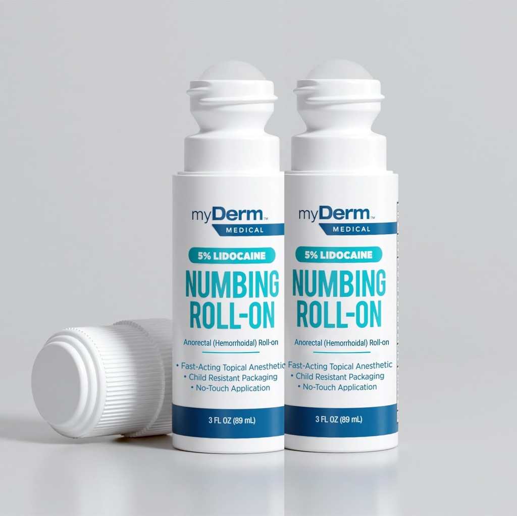 Myderm Medical% Lidoka Numbing Roll On - 2 Paket - Minor Aches, Shanes ve Hemorrhoidal Discomfort - ABD'de Made in the USA