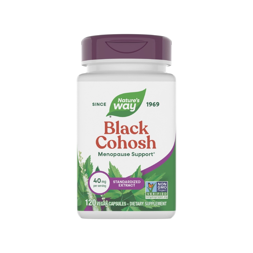 Nature's Way Premium Black Cohosh, Εμμηνόπαυση Υποστήριξη για τις γυναίκες *, 40 mg ανά μερίδα, 120 Vegan Κάψουλες