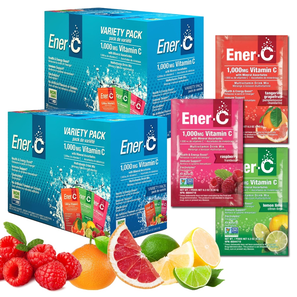 Ener-C Multivitamin İç Mix - Su için Vitamin Paketleri, Elektrolytes Toz Paketleri, Vitamin İç Mix, Hydration Liquid Mix, Immune ATM for Yetişkinler, Sağlıklı Enerji - Çeşitli Paket, 60 Kont