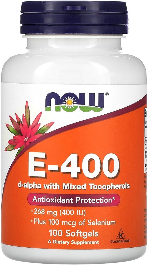 Şimdi Gıdalar E-400 D-Alpha with Karma Tocopherols, 268 mg (400 IU), 100 Softgels