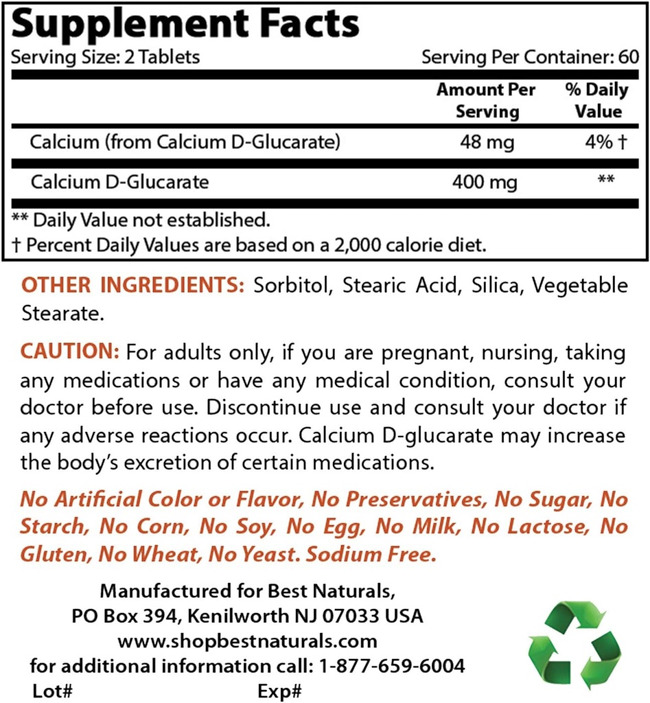 B-Glucarate 200 mg & NAC N-Acetyl-Cysteine 600 mg