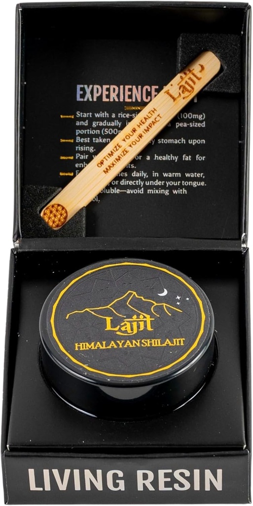 Lajit Gold Grade Himalaya Shilajit Giyim – Organik, Sun-Dried, Bio available Nutrients, Fulvic Acid | Lab Tested Pure Shilajit for Men & Women - Natural Energy, Vitality, 85 + Trace Minerals - 20g
