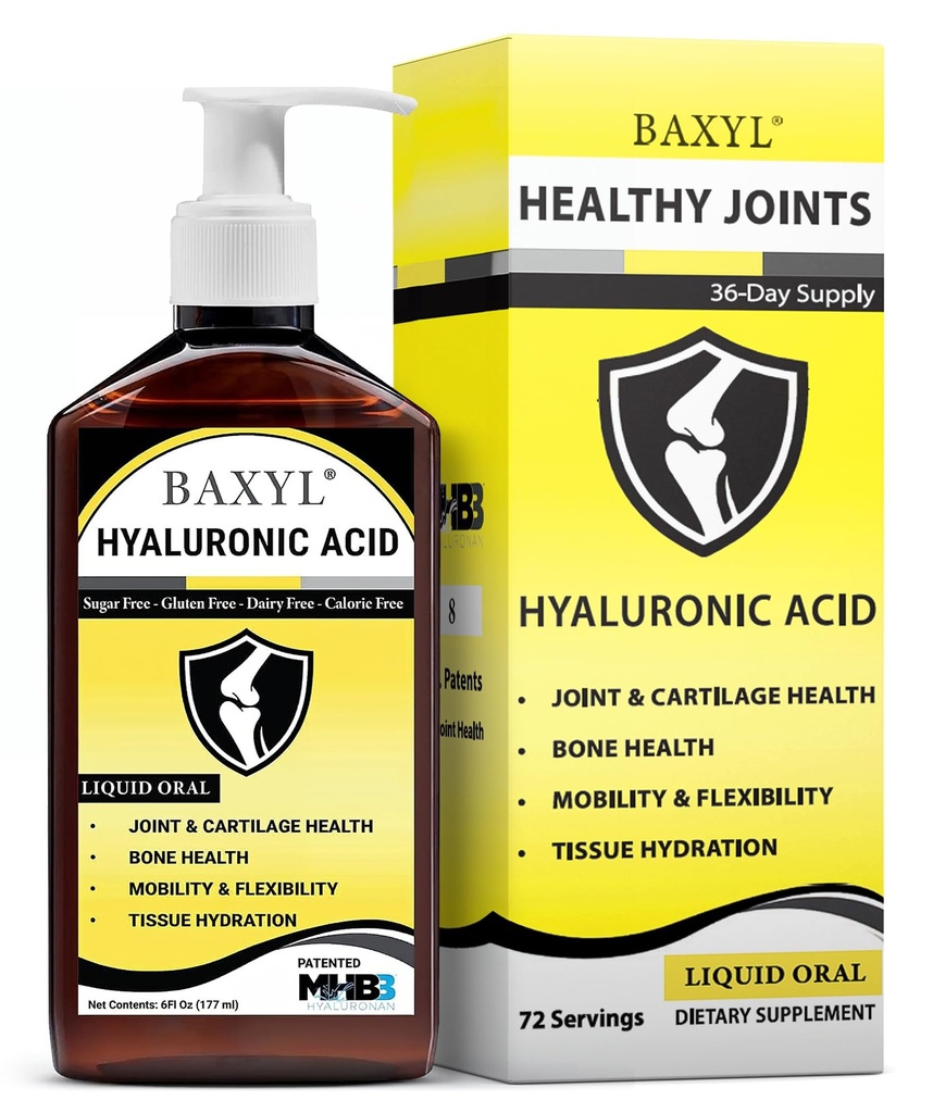 BAXYL® - Anonim Hyaluronik Asit Ortak Yardım Supplement (Vegan, Gluten-Free, Non-GMO, Patentli Oral MHB3 | 6 Oz, 36 Day Supply