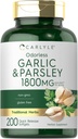 Carlyle Odorless Garlic & Parsley 1800mg | 200 Softgels | Non-GMO, Gluten Free Supplement Supplement