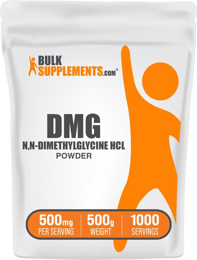 BulkSupplements.com DMG Toz - N,N-Ditilglycine HCl, DMG Supplement - Gluten Free, 500 mg per Service, 500g (1.1 lbs) (Paket 1)
