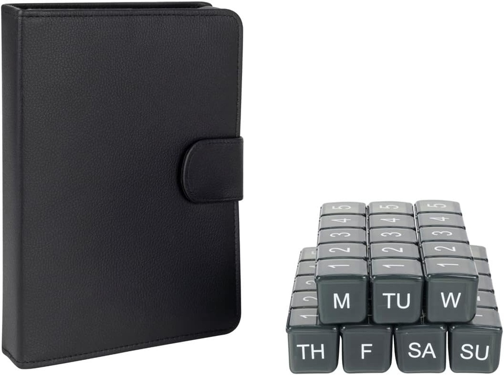 e-Pill 5 Times a Day x 7 Day Weekly Large Pill Organizer, Vitamin ve Tıp Pill Box - Discreet Case (Black) ile