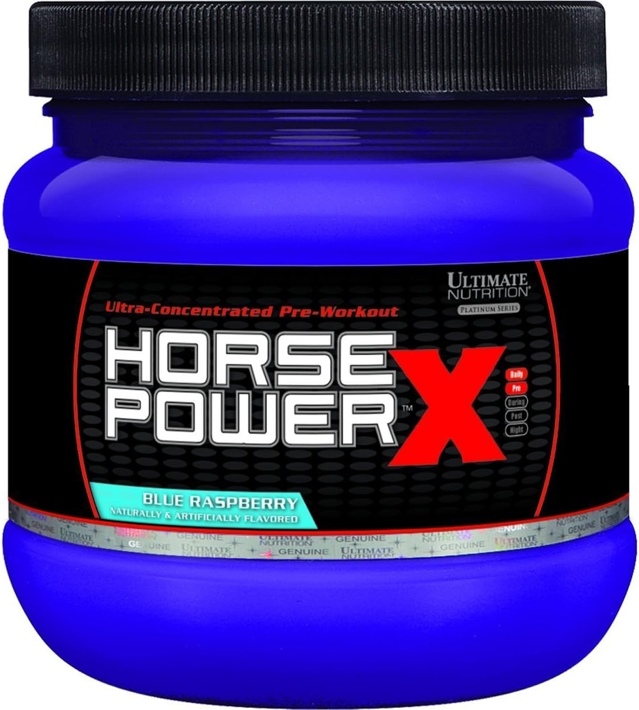 Ultimate Nutrition Horsepower X Advanced Preworkout Supplement withtine and Vitamin B12, 45 Hizmet, Blue Raspberry