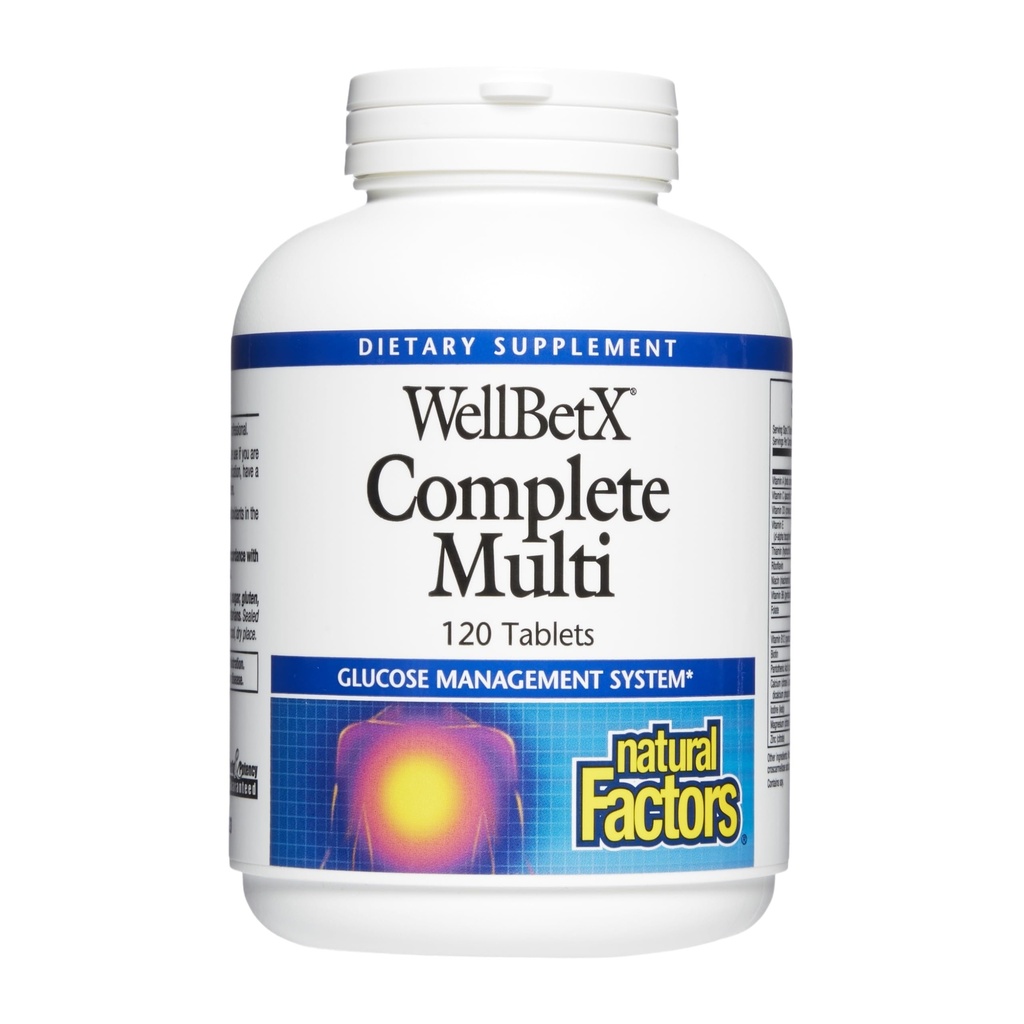 WellBetX Complete Multi by Natural Factors, Υποστηρίζει υγιή υδατάνθρακες Μεταβολισμός, 120 δισκία, 120 δισκία