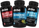 DR. BO Berberine Supplement Metabolism Support & Water Pills - 1200 mg Berberine HCL Sağlıklı Metabolik Destek - Premium HCL 600 mg Per Capsule & Water Pills Diuretics Retention