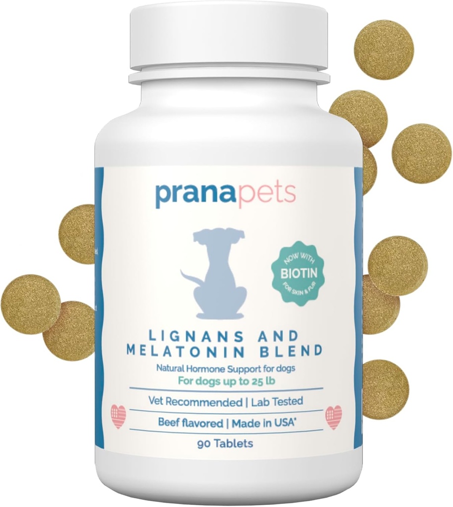 PranaPets Lignans & Μελατονίνη με Biotin Blend Φυσικά Βοηθήματα στην ανακούφιση των συμπτωμάτων του Cushing σε σκύλους μέχρι 25 lb 