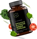 Organik Super Greens Superfood Capsule, Beslenme Supplement for Gut Health, Immune Support, Digestion, Energy, and More (Non-GMO, Chem, Vegan) 180 Capsules, 1 Pack