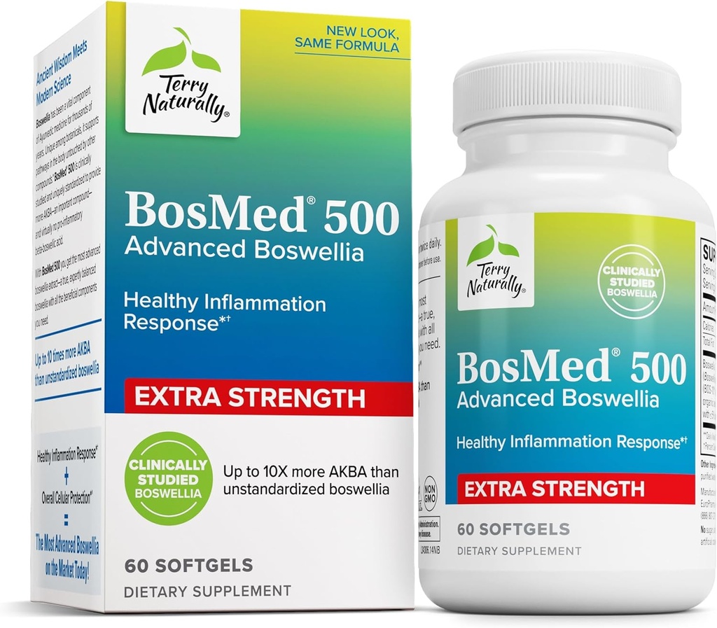 Terry Φυσικά BosMed 500 - Boswellia Serrata συμπλήρωμα εκχύλισμα - Συμπλήρωμα διατροφής για υγιή πνευμόνων Υποστήριξη - Βότανο συμπλήρωμα Φόρμουλα - 60 Softgels