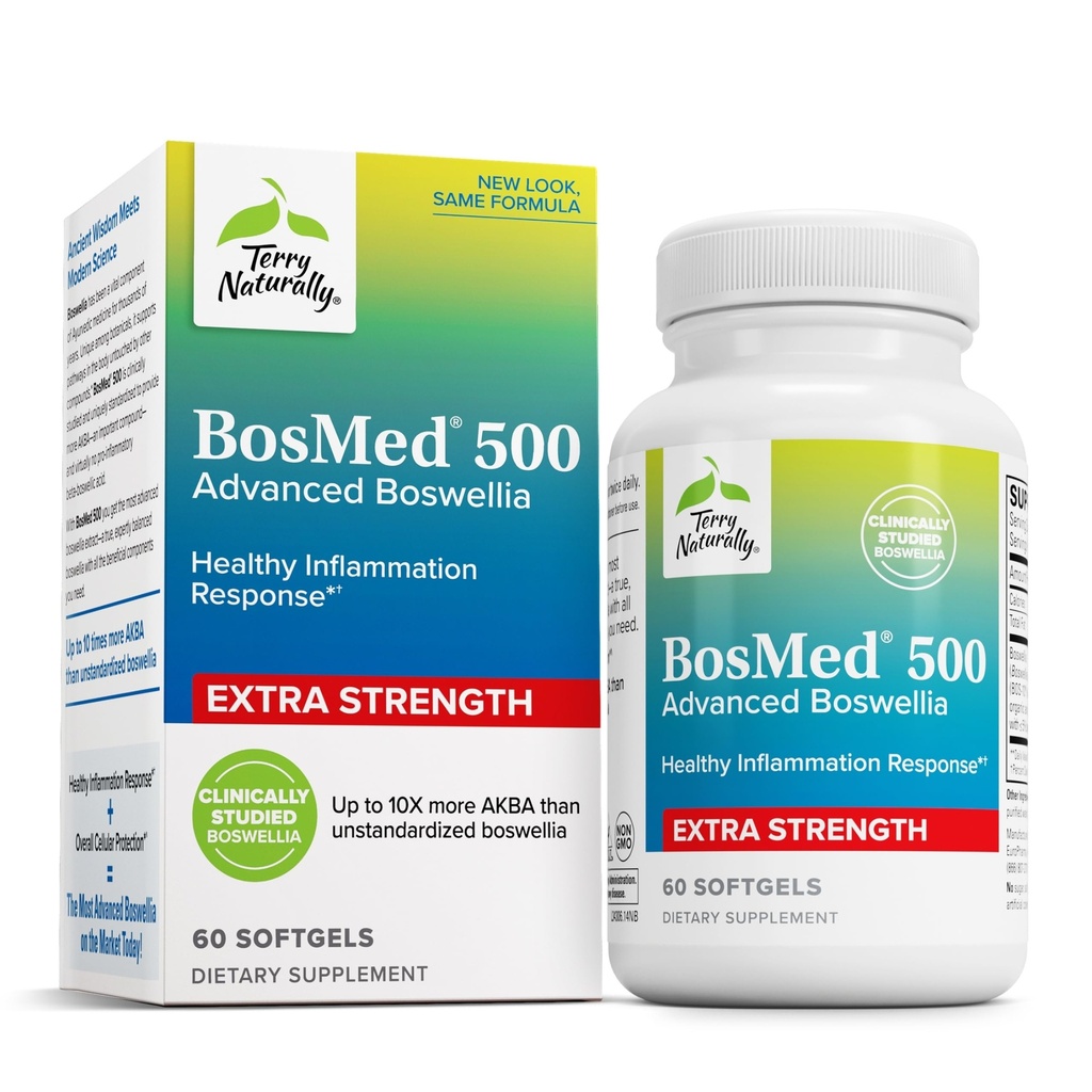 Terry Φυσικά BosMed 500 - Boswellia Serrata συμπλήρωμα εκχύλισμα - Συμπλήρωμα διατροφής για υγιή πνευμόνων Υποστήριξη - Βότανο συμπλήρωμα Φόρμουλα - 60 Softgels