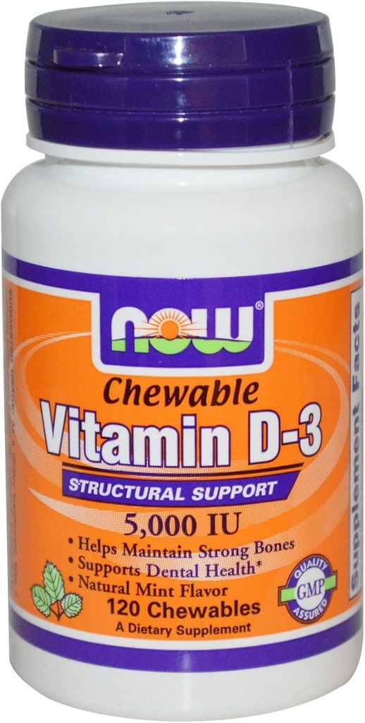 Şimdi Gıdalar D-3, 5000 IU, Mint lezzet120 Chewables