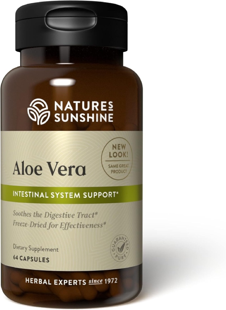 Nature's Sunshine Aloe Vera Freeze, 64 Capsules | Soothes the Digestive Tract and Materials Nutrients to the Intestinal Systems