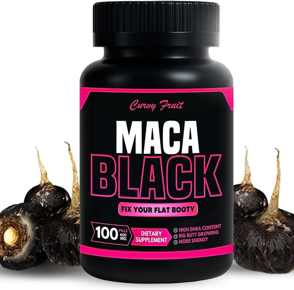 Gerçek Siyah Maca Root Pills for a Big Butt Grow in Short time- 600 mg x 100 und (31 Days) Tarafından CurvyFruit