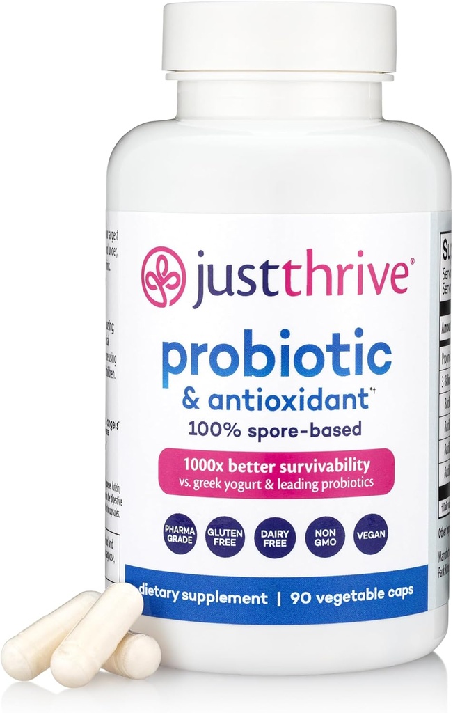 Sadece Thrive Probiyotik & Antioksi Supplement - 100% Spore-Based Digestive and Immune Support - Gluten Free, 90 Caps