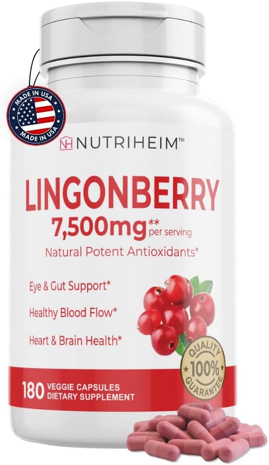 Lingonberry Toz 7500 mg Urinary Tract, Blood Circulation, Gut Health, Eye Health, Antioxy Support - Pure 5:1 Oran & 180 Veggie Capsules - Non-GMO, Gluten-Free, Vegan-Friendly Supplement