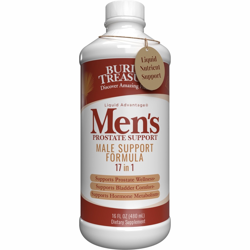 Buried Treasure: Men's Prostate Complete - Natural Herbal Formula Supplement w / Saw Palmetto, Pygeum Bark, & Stine Nettles to Support Health Urinary & Prostate Function - 16 ozz