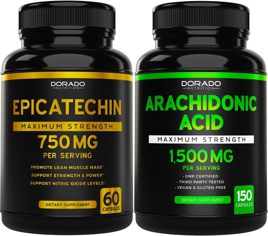 DORADO NUTRITION Epicatechin Extract 750mg Per Servis - (120 Capsules) ve Arachidonic Asit Supplement 1500 mg (150 Capsules)