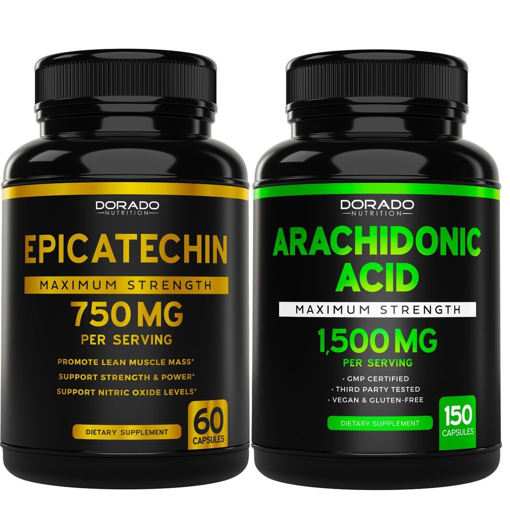 DORADO NUTRITION Epicatechin Extract 750mg Per Servis - (120 Capsules) ve Arachidonic Asit Supplement 1500 mg (150 Capsules)