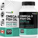 Yeni Actives Omega-3 Fish Oil 2400MG per 2 Softgels - 720MG EPA & DHA - Supports Heart, Brain, Eye Health, & Triglyceride Re - No Fishy Aftertaste - Made in Canada - 120 Softgels