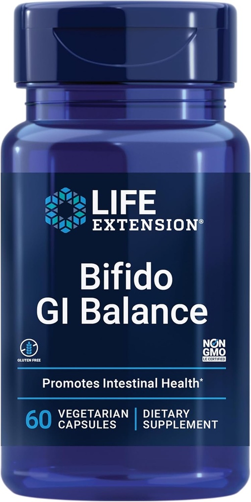 Life Extension Bifido GI Balance, probiyotiks, Bifidobacterium longum BB536® (2 Milyar CFU), Sağlıklı Gut & Digestive Health, Gluten-Free, Non-GMO, Vegetarian, 60 Capsules