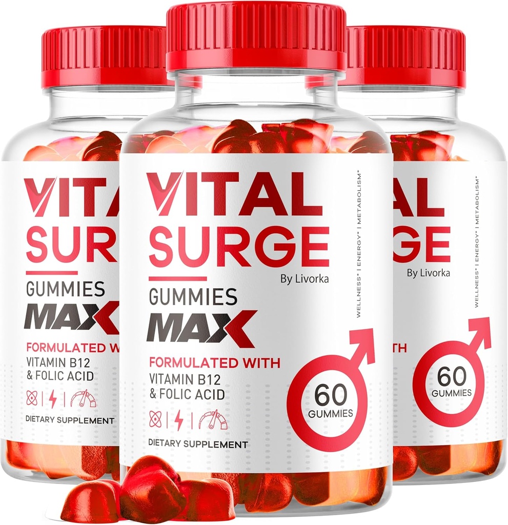 (3 Pack) Vital Cerrahı - Men Gummies için Vital Cerrahı, Vital Vita Cerrah Max Maksimum Güçlü 1050 MG, VitalSurge Supplement Support Gummy Advanced Formula, Premium Vitamin Gomitas (180 Gummies)