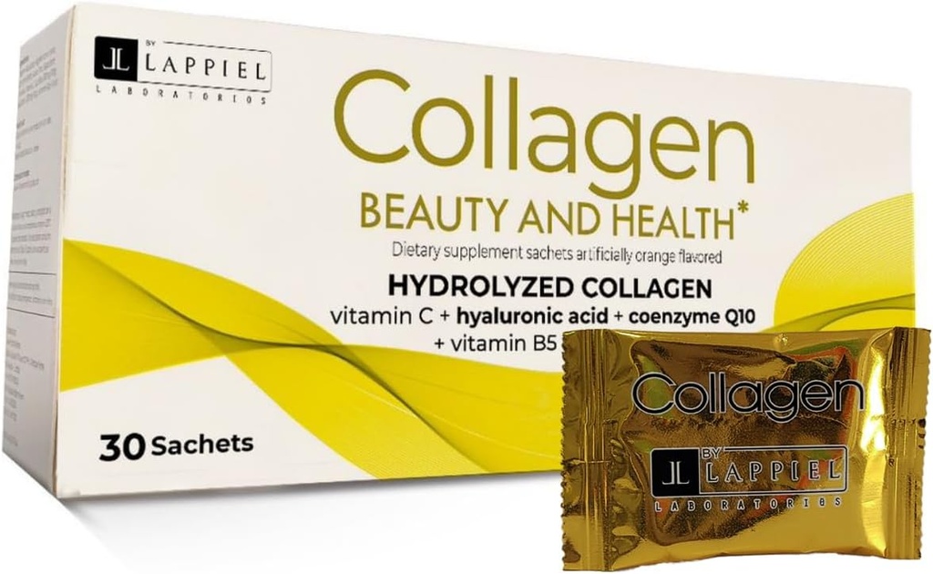 Hydrolyzed Collagen, 30 Toz Paketleri C (1000 mg) & Hyaluronik Asit, Saçları Destekler, Skin, Nails & Ortaklar, Orange Flavor, 30 Hizmet