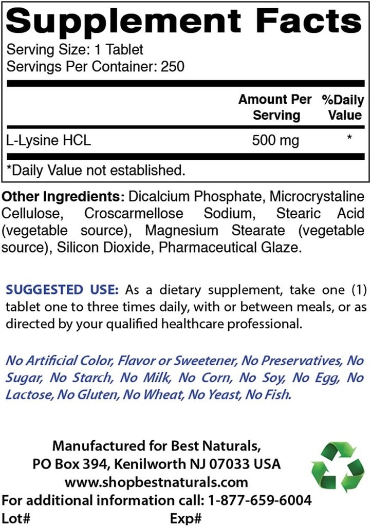En İyi Doğallar L-Lysine 500 mg & Vitamin C 1000 mg