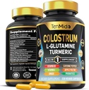 Colostrum Supplement - 10in1 Formula - L- Glutamine, Turmeric, Cayenne Pepper, Apple Pectin, Probiyotiks, Ginger ve More - Digestive Health, Immune Support - 120 Capsules