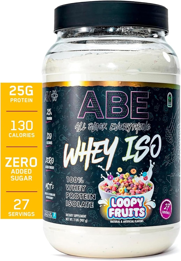 All Black Everything 25g Whey Protein Toz | Meyve Cereal Süt | 27 Hizmet | Whey proteini | Low Carbs & Low Sugar | MCTs