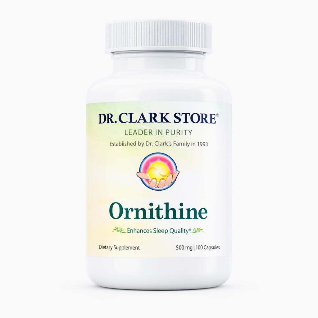 Dr Clark Ornithine Συμπλήρωμα Διατροφής - Χωρίς γλουτένη, Φυσική Βοήθεια για τον Ύπνο, Προάγει τον Μεταβολισμό, τον Καθαρισμό και την Αποτοξίνωση, 500mg, 100 Κάψουλες Ζελατίνης